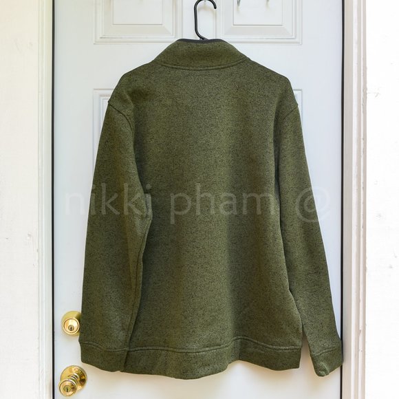 Eddie Bauer radiator fleece snap front pullover in green - Picture 3 of 4